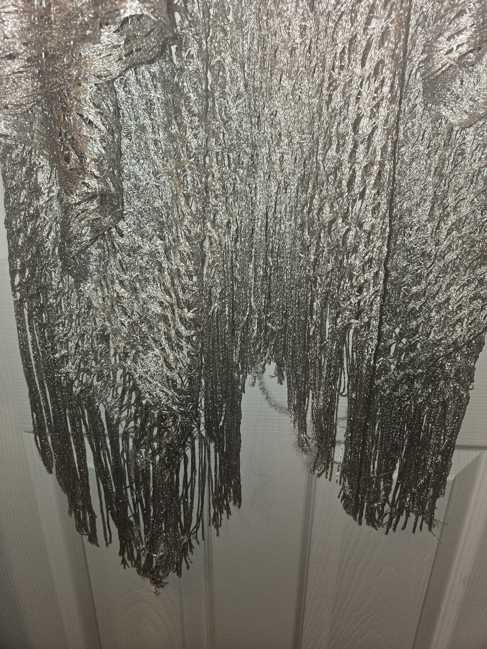 Shimmering Metallic Fringe Shawl